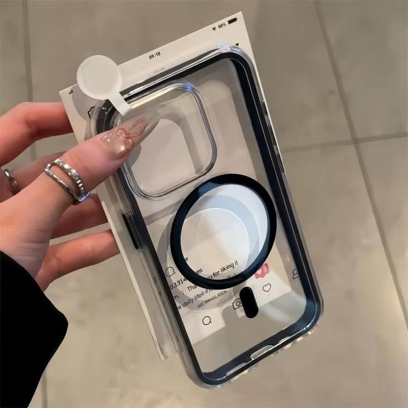 

Luxury Candy Shockproof Bumper Clear For Magsafe Case for iPhone17 16 15 14 13 12 11 Pro Max Plus Magnetic Wireless Charging Cover iPhone 11 чорний