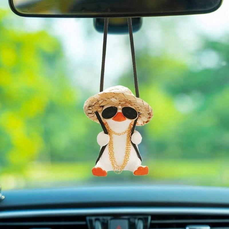 Car Mirror Hanging Accessory, Swinging Duck Car Decoration, Cute Auto Accessory For Teenagers, Car Pendant Decoration For Trucks