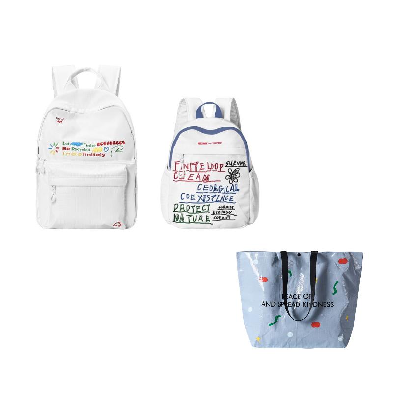 FINITE LOOP Recycled Polyester Backpack Unisex White K1021-X