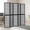 5 Piece Black Solid Wood Paulownia Folding Screen