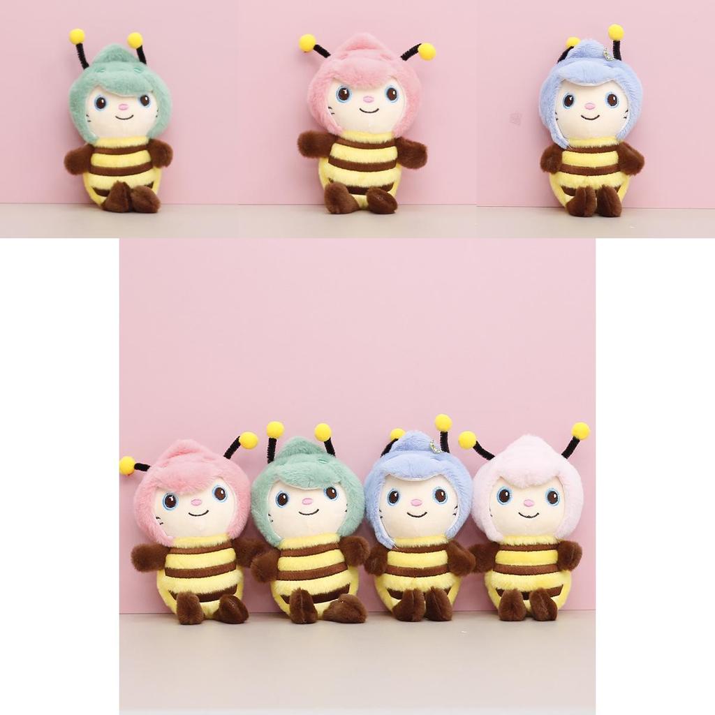 Cute Blue Green Pink Plush Bee Keychain Doll Soft And Cuddly Plush Toy For Girls