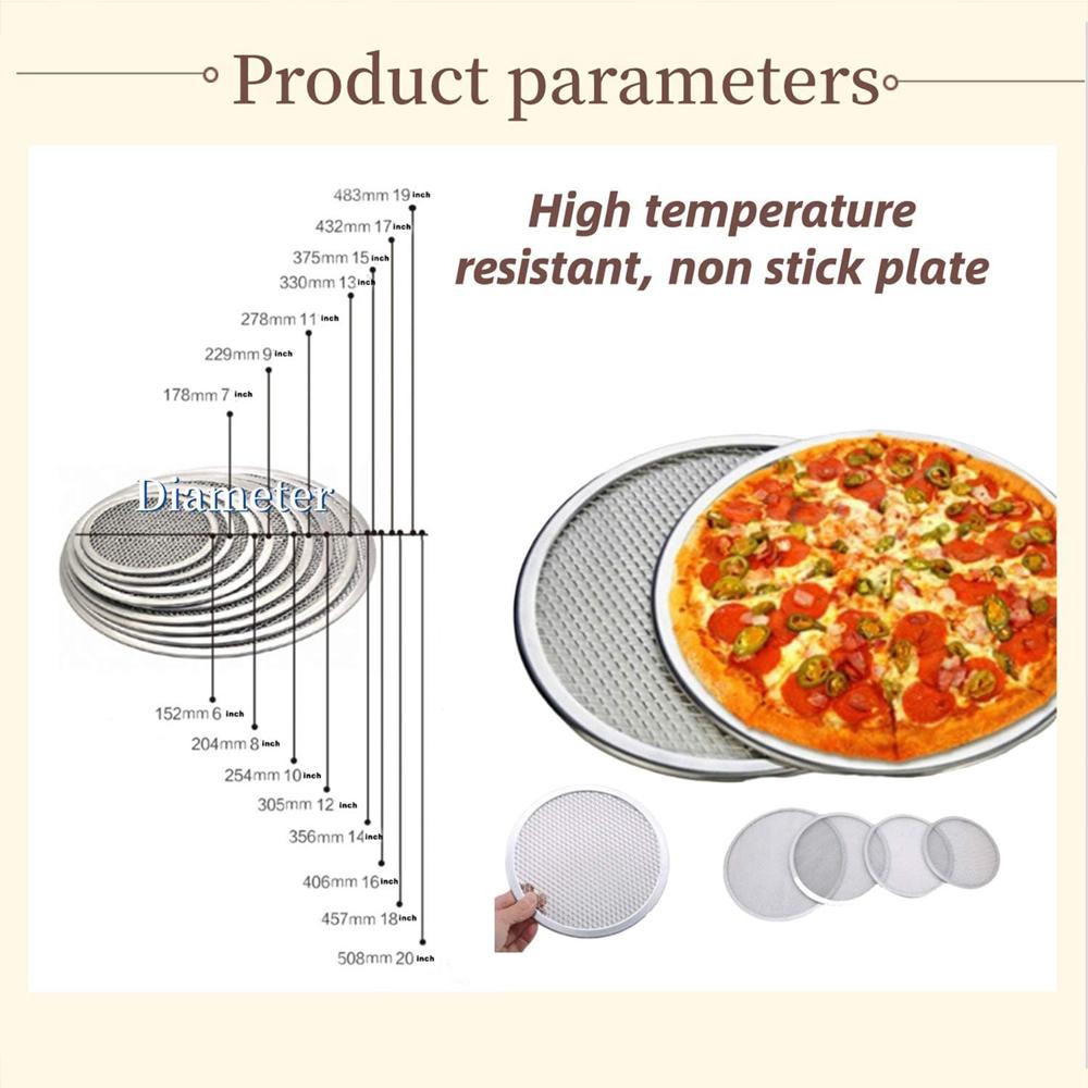 6Pcs Round Aluminum Alloy Pizza Pan 8/10/12/14inch Non Stick Pizza Baking Screen for Oven for Home Restaurant Grill Baking