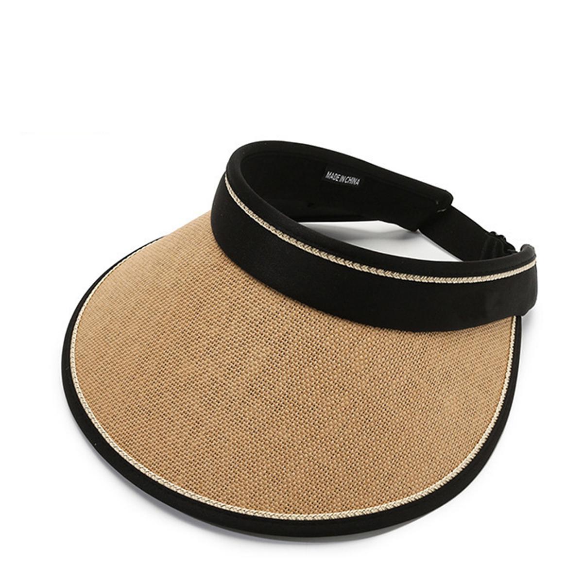 

Open-Top Straw Sun Hat for Women, Summer Face-Covering Sun Protection Hat, Black Rubber Fashion Casual Sun Hat, Uv Protection хаки