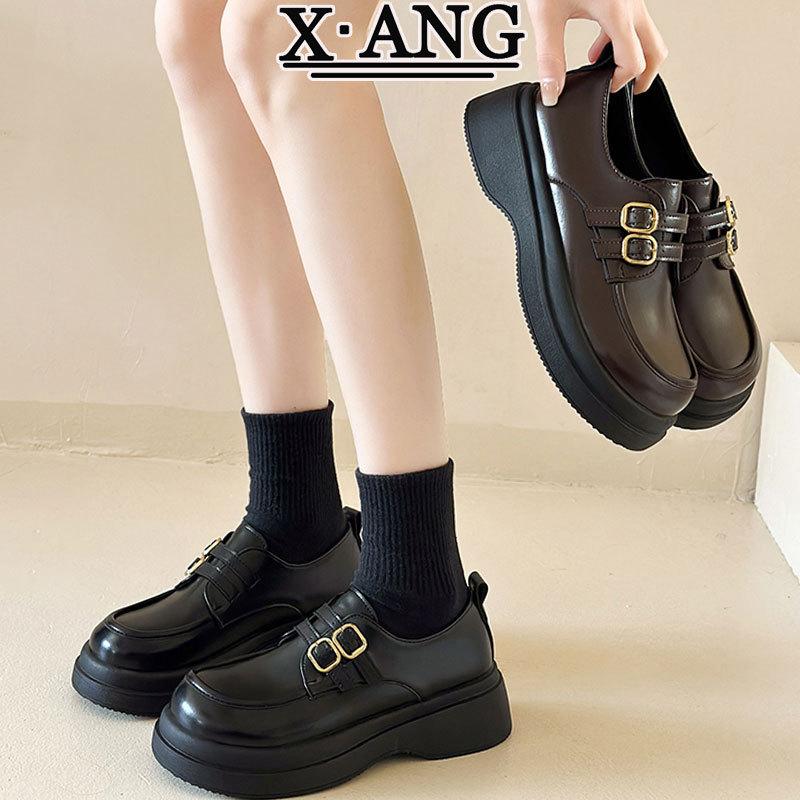 Leather Loafers Women's Shoes 2025 Spring New Small Leather Shoes Platform Mary Jane Shoes One Pedal Jk Single Shoes