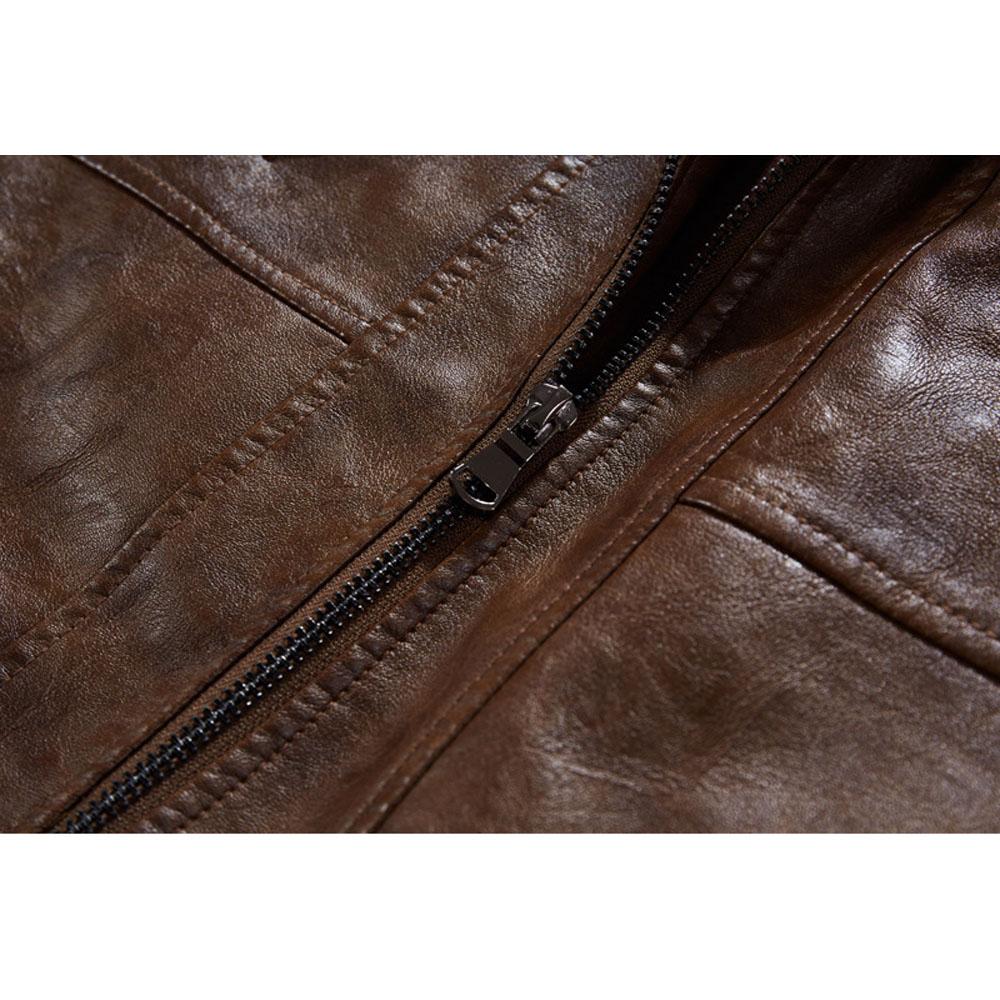 Jaqueta De Couro Masculina De Cor Sólida Para Outono E Inverno