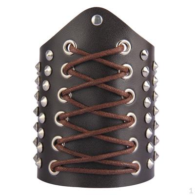 Wide Leather Stud Wrist Band Cuff Arm Guard Punk