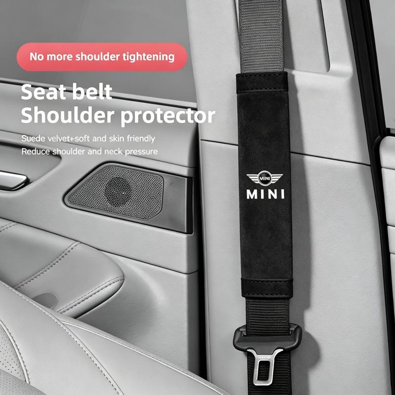Suede Car Seat Belt Shoulder Protection Pad Auto Interior For BMW Mini Cooper One JCW F54 F55 F56 Car Seat Belt Cover keychain g4