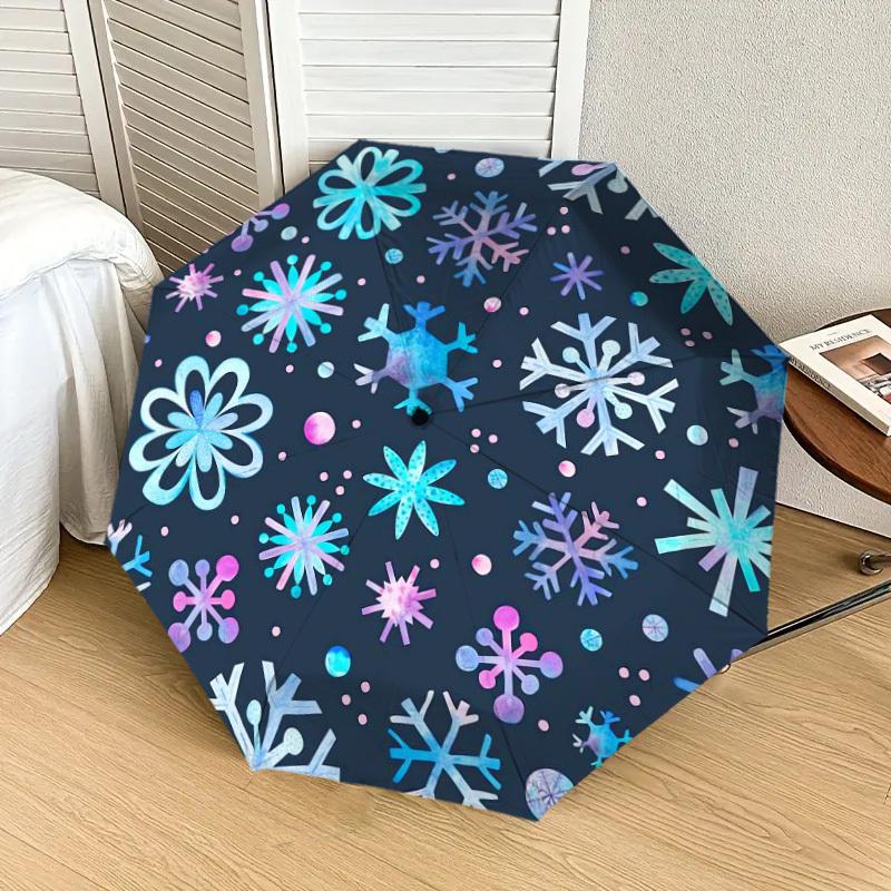1pc Snowflake Winter Pattern Umbrella  Automatic Opening and Closing Umbrella, High Quality Umbrella, Ideal Gift for Her 187