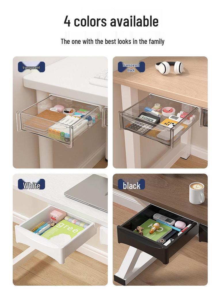 Hidden Under-Desk Adhesive Drawer for Workspace Organization