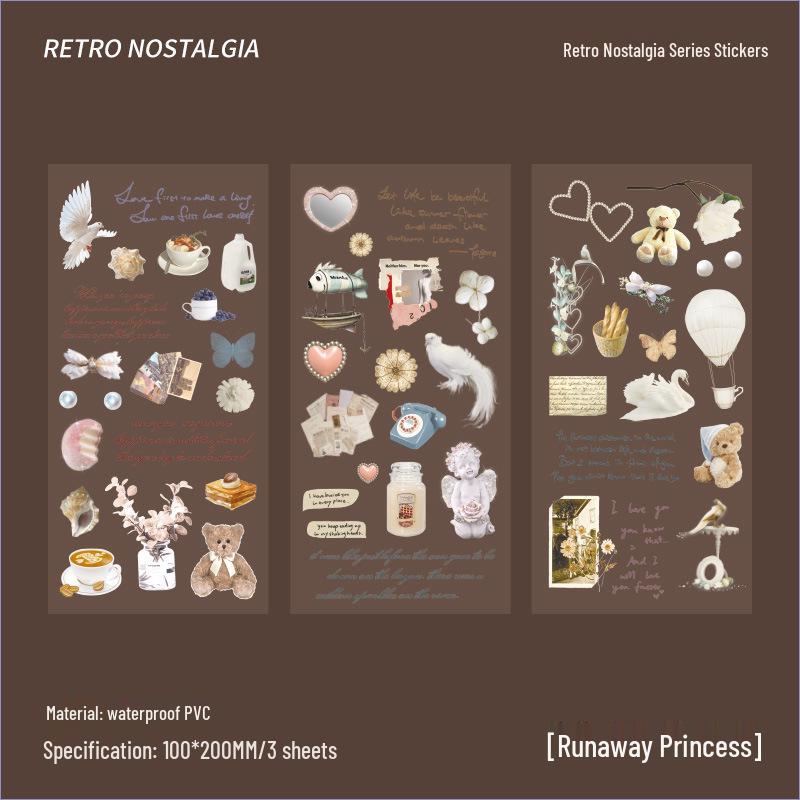 American Retro Nostalgic Stickers: High-Grade Waterproof PVC for Creative Journaling & Kids' Packs
