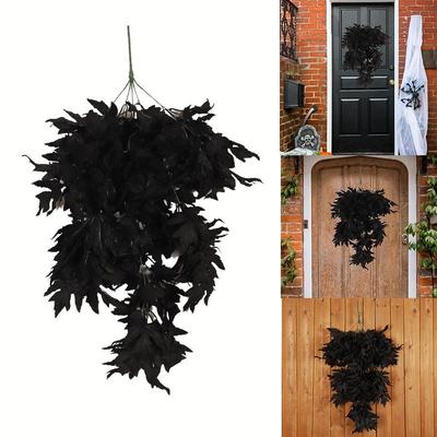 Halloween Indoor Wall Hanging Black Maple Leaf Vine Decoration