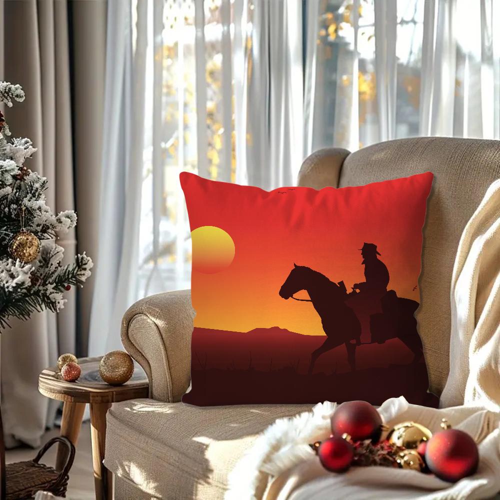 Games Red D-Dead R-Redemption 2 Pillow Case Square Pillow Bedroom Sofa Leisure Comfort Cushion Living Room Home Decoration 40X40