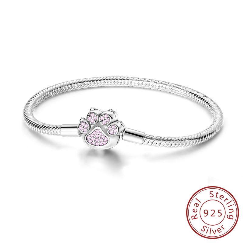 Original 925 Silver Bracelets 17-20CM Love Heart Flowers Butterfly Charms Beads Bracelet For Women Fashion Jewelry Gift