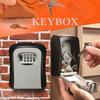 Aluminum Wall Mounted Key Lock Box 4 Digit Code Storage Safe Gray 11.5x9.5x3.9cm