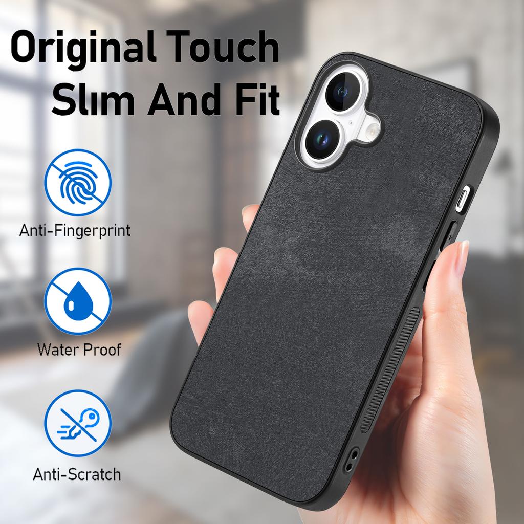 For iPhone 16 Plus Case Retro Leather+TPU Shockproof Protective Phone Cover