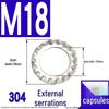304 Stainless Steel External & Internal Tooth Lock Washer, Anti-Slip, Anti-Loosening, Size M6-M30