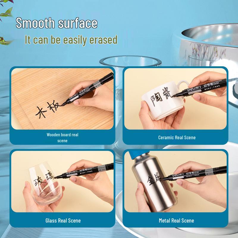 Genuine Deli SK109 Oil-Based Marker Pen - Black, Fade-Resistant, Express Disc