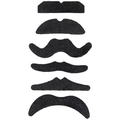 6PCS Lustige Falsche Schnurrbart Selbstklebende Schwarz Gefälschte Bart für Partys Halloween Weihnachten