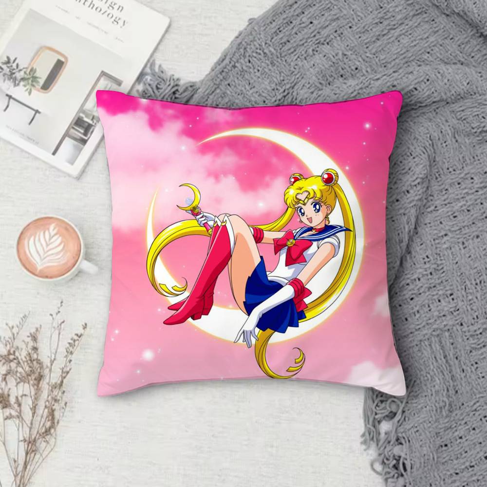 S-Sailor Moon Double-Sided Printed Square Pillow Cover Decorative Cushion Cover For Sofa Bedroom Bedside