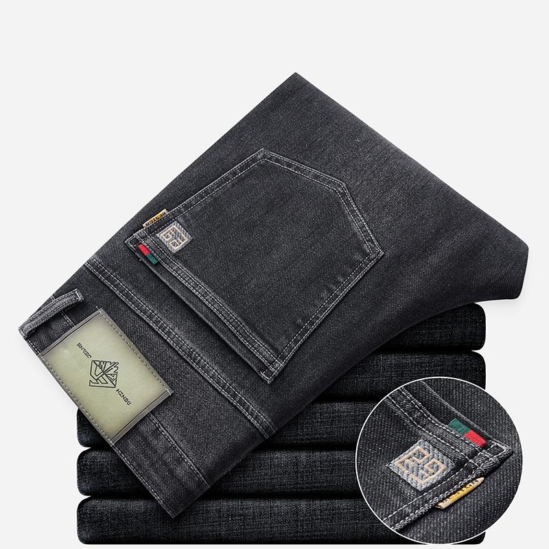 

Длинные брюки мужские из эластичной ткани прямые мужские джинсы 28 черный серый