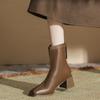 Light Man Home Brown Short Boots Women's New Spring, Autumn and Winter Platform Martin Boots Elastic Skinny Boots