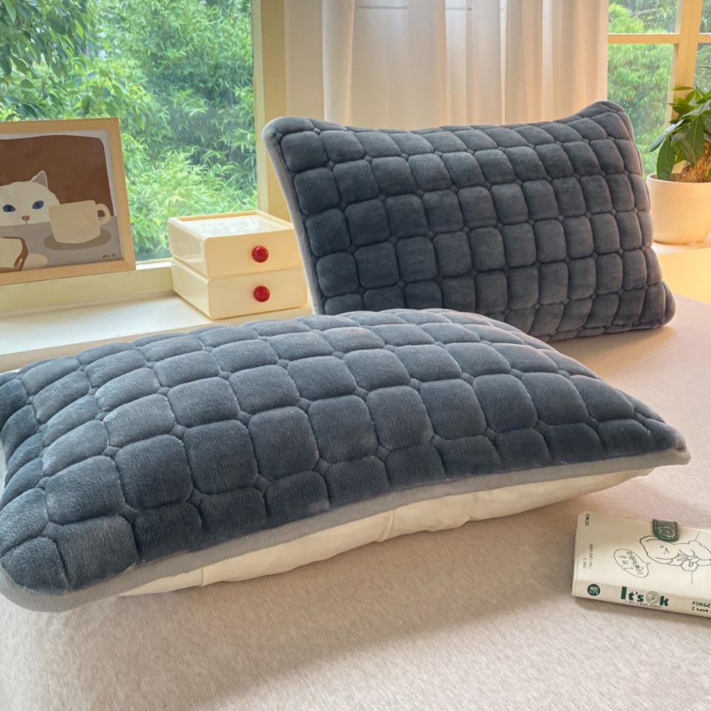 Quilted Grid Milk Velvet Pillowcase Warm Pillow Cover Modern Plaid Pillowcase  Winter