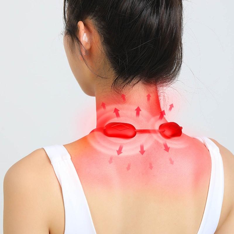 Neck Massagers with Heat,Electric Pulse Neck Massagers for Pains Relief,Mini Hanging Massage Device for Women Men Gift
