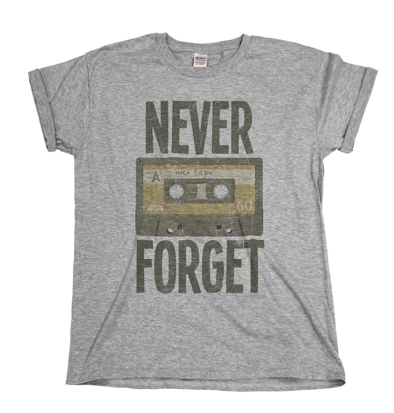 Never Forget Retro Cassette Tape 80s Music Mens COTTON T-Shirt Gift S