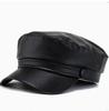 Classic Newsboy Cap Faux Leather Adjustable Brim Hat Casual Vintage Style Flat Crown Design Comfortable Fit