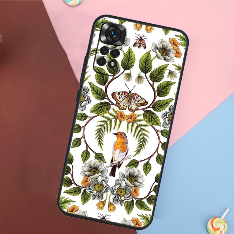 Garden Birds Cover For Xiaomi Redmi Note 13 14 Pro 12 11 9 10 9S 10S 11S 12S Redmi 14C 10C 12C 13C Case