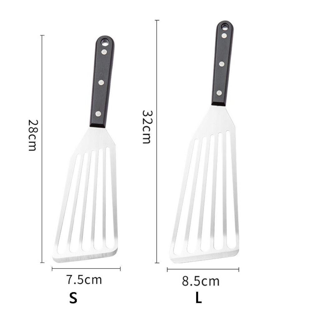Stainless Steel Fish Frying Spatula Wooden Handle BBQ Cooking Spatula  Kitchen Cooking Utensils