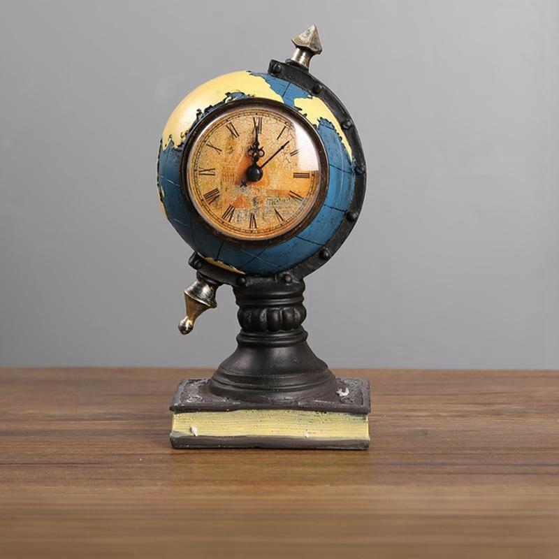 Creative Vintage Globe-Shaped Clock Desktop Decoration Clock