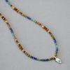 French Romantic Retro Literary Turquoise Pendant Colored Multi-Precious Stone Beaded Necklace Contrasting Color Versatile Collarbone Chain Women