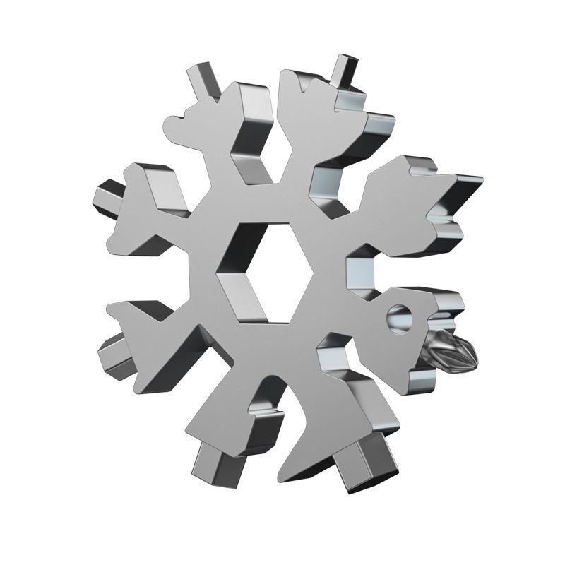 Chiave Multifunzionale a Fiocco di Neve 18-in-1: Utensile in acciaio leggero con caratteristiche ottagonali ed esagonali