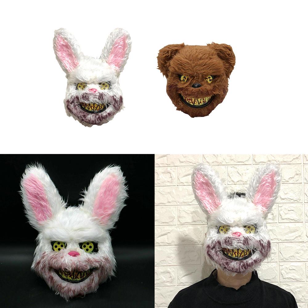 Harwls White Bunny Rabbit Bloody Mask Creepy Scary for Halloween Party Costumes Cosplay