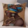 African Girl Kenya Style Cartoon Cushion  for Sofa Home Car Decorative Printed Pillow Case Short Plush _ Pillowcase,