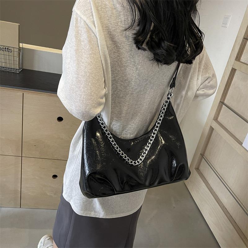 Simple Pleated Bag Chain Tote Commuter Tote Bag Women's Premium Shoulder Underarm Bag