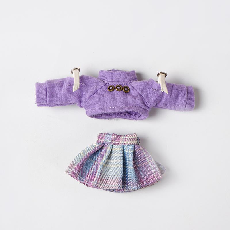 OB11 Kleidung Blau Bauchnabelfreies Sweatshirt und Rock Anzug für Ob11 1/12 Puppe Outfit Tägliche Lässige Accessoires für Kinder DIY