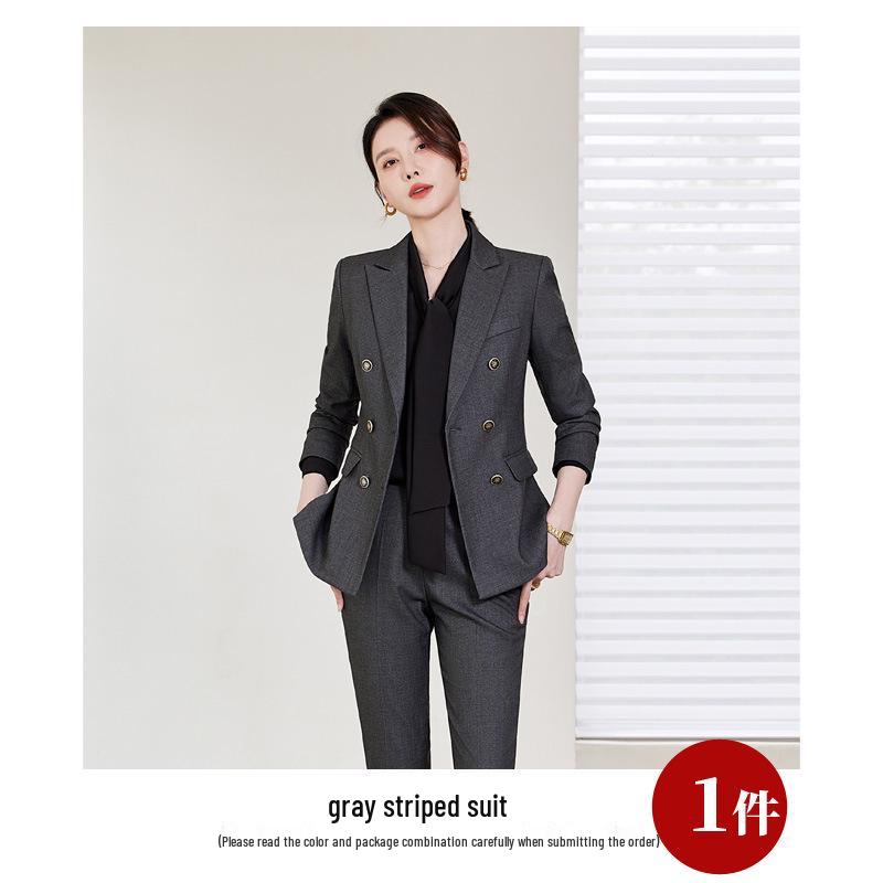 Elegant Women's Slim Fit Black Suit Set for Business and Commute - 2024 Spring/Autumn Collection