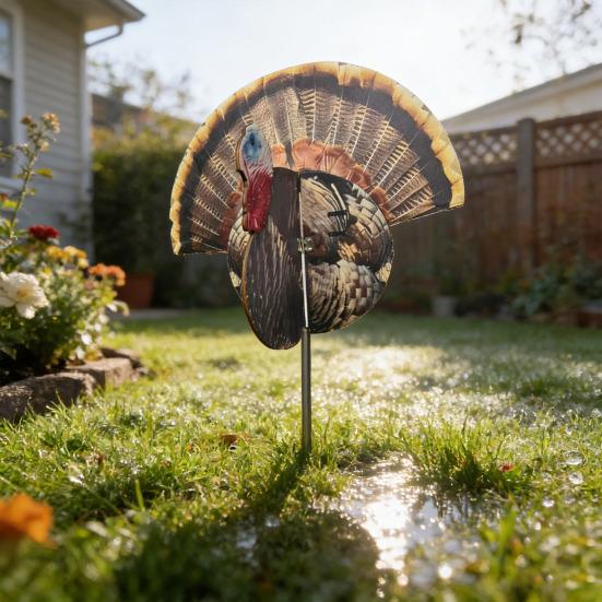 Turkey Ground Stake Hunting Decoy Foldable Flexible Lightweight Structure Ultra-Realistic Wood Decorative Insert for Outdoor