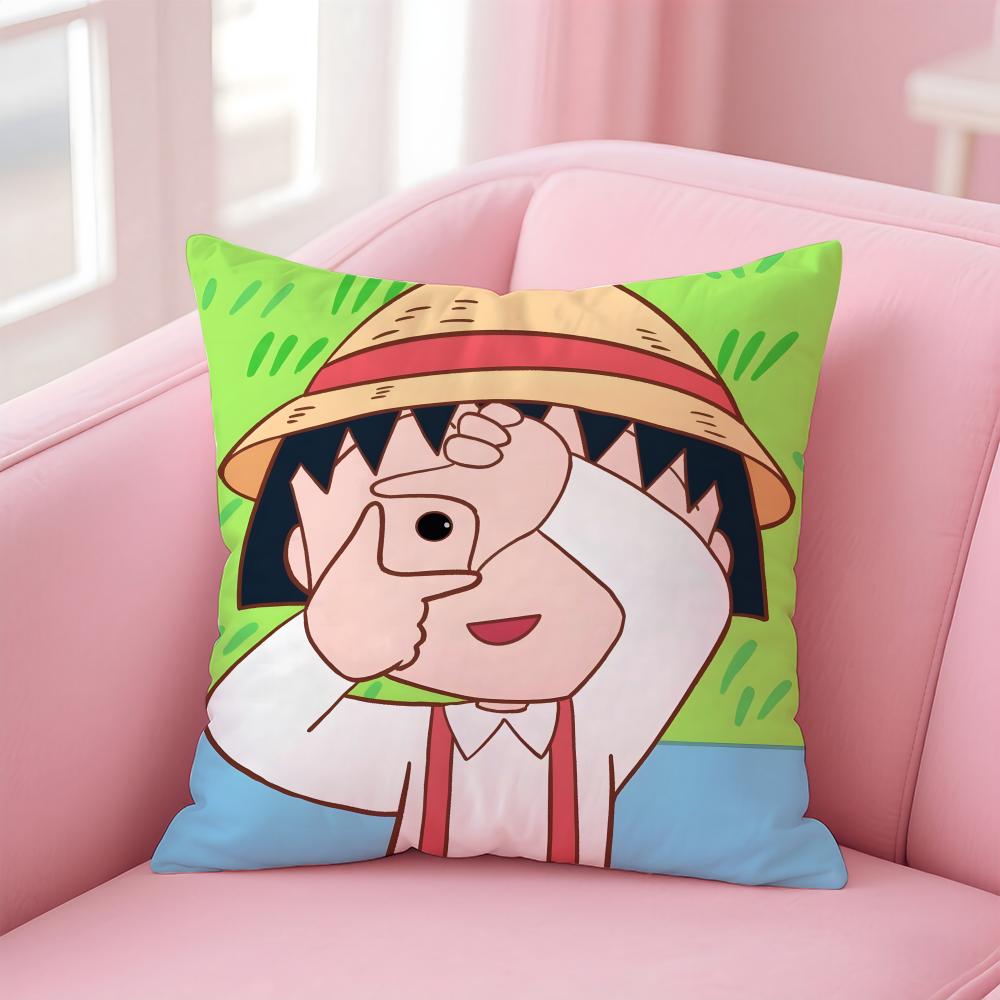 Cute Anime C-Chibi M-Maruko Chan Cushion Cover Comfortable Reversible Pillow Cover Ideal for Car Sofa Bedroom & Beyond