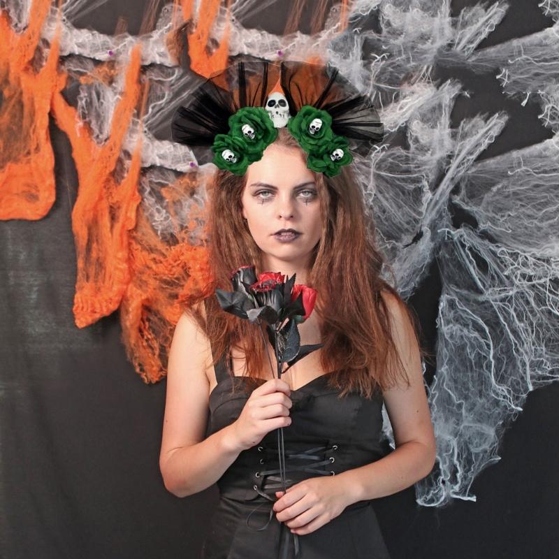 Mexicans Rose Florals Crown Garlands Flower Headband Skeleton Florals Headband Halloween Dia De Los Muerto Party Costum