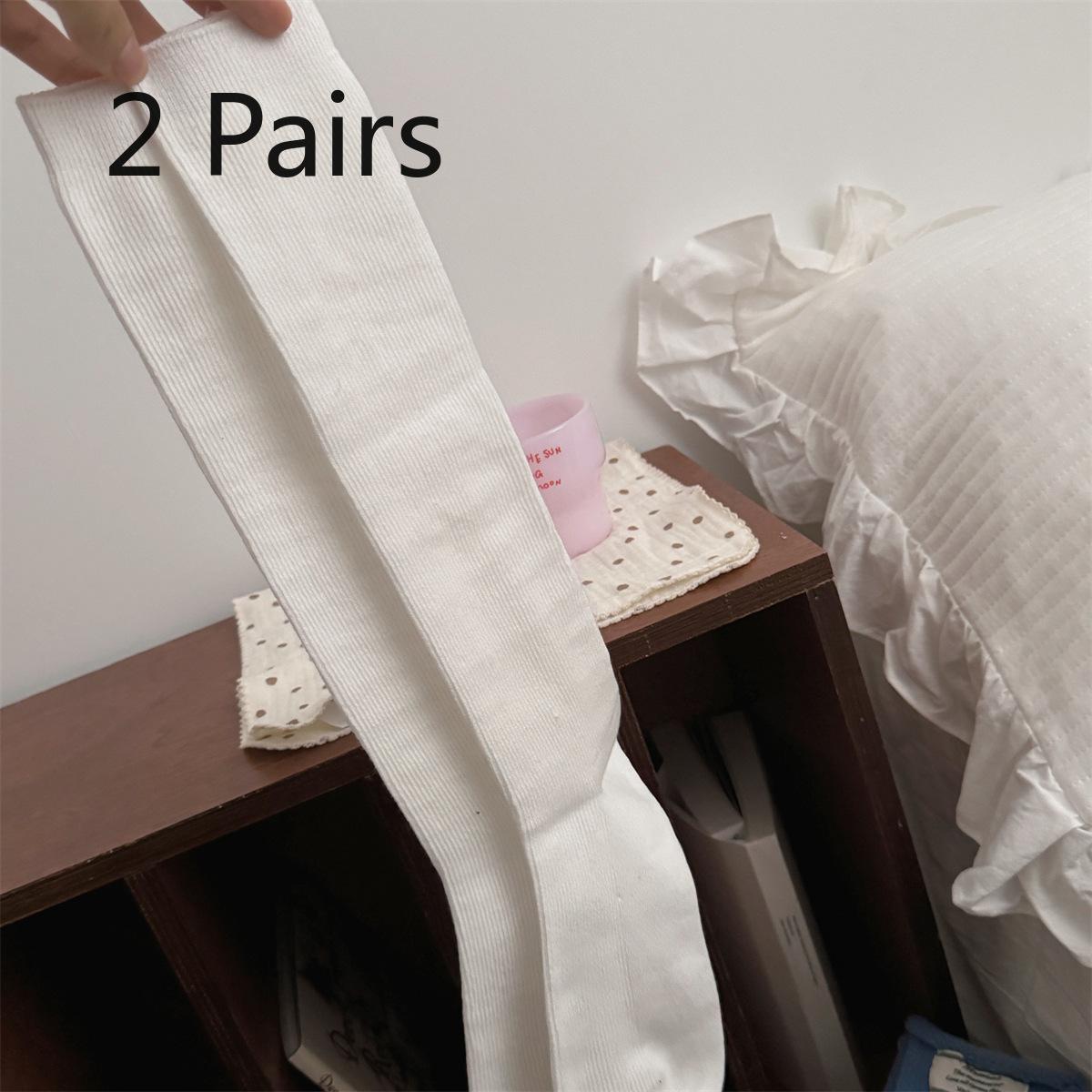 

Две пары однотонных гольфов до колена, которые не сползают, осенне-зимние длинные носки в студенческом стиле для девочек 2 pairs белый