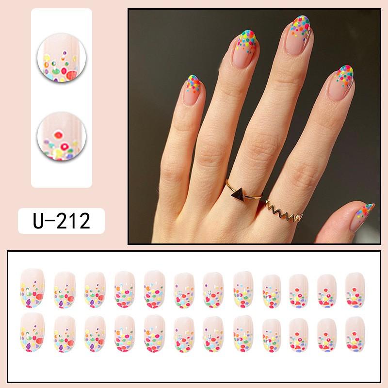 Pre-made Press-On Nails With Gradient Line Design Minimalist INS Style False Nail Tips Women