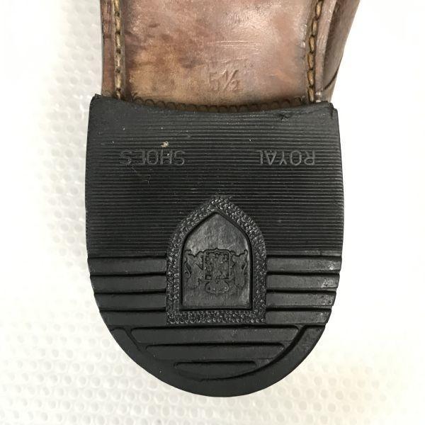 70s-80s old logo Vintage VAN BOMMEL Goodyear welt leather plain toe 5.5 24.5 brown dress shoes(USED)