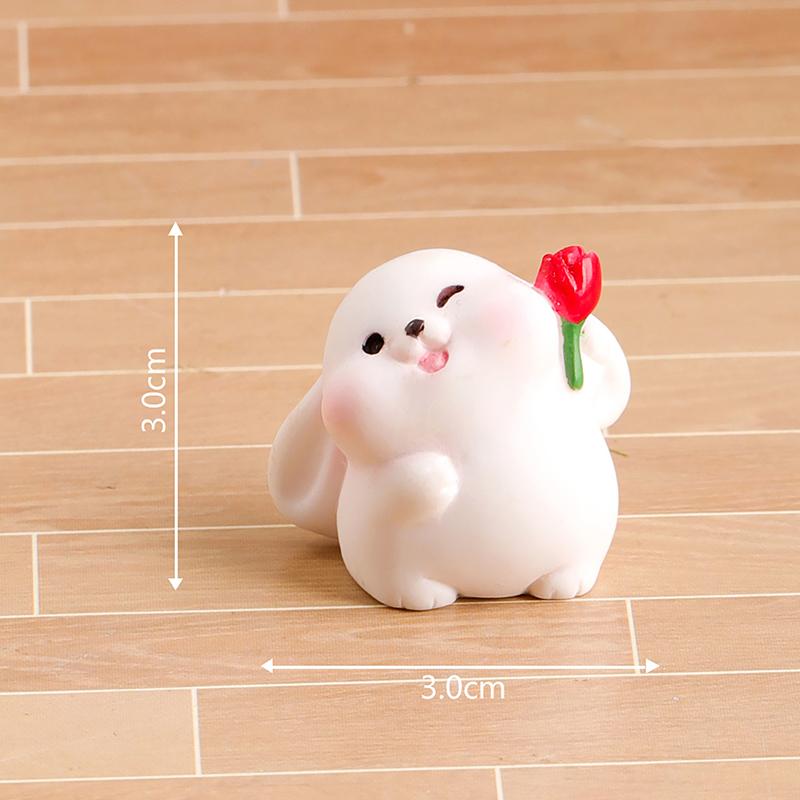 Creative Mini Cute Rabbit Small Ornament Cartoon Kawaii Bunny Micro Landscape Decoration Crafts Car Interior Accessories Gifts