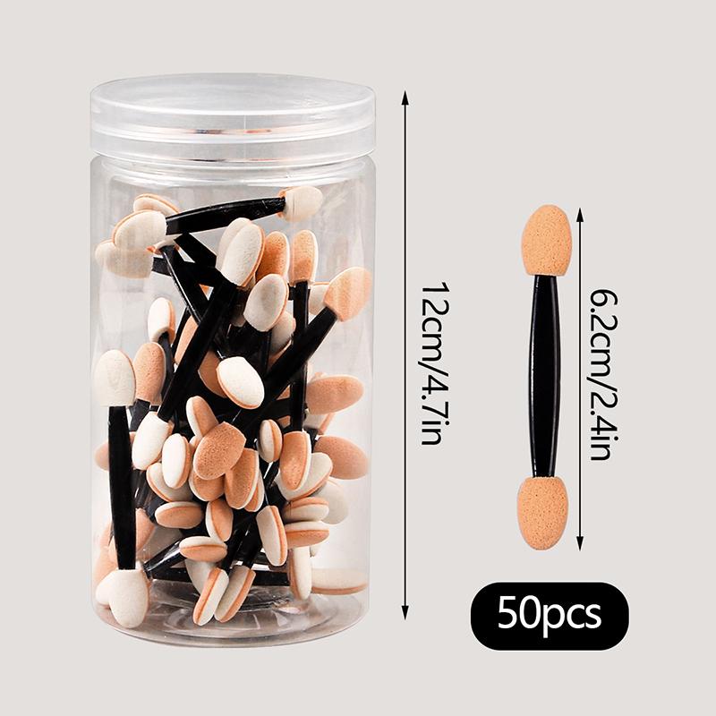 50pcs Eye Shadow Sponge Applicators Disposable Double Tip Eyeliner Brush Set Soft Material for Festival and Travel
