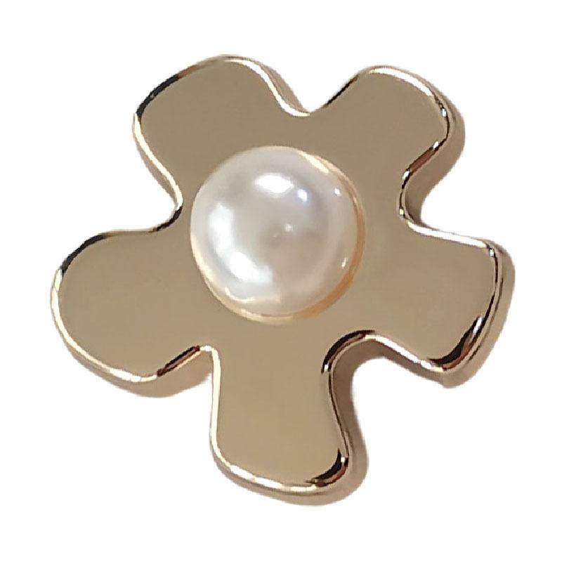 Pearl Pentagonal Flower-Shaped Metal Buttons, Small Fragrance, Simple Trench Coat Clothing Buttons, Suit Cardigan Decorative Buttons