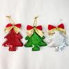 6Pcs Christmas Tree Ornaments Tree Shape Sequin Pendant with Bow for Christmas