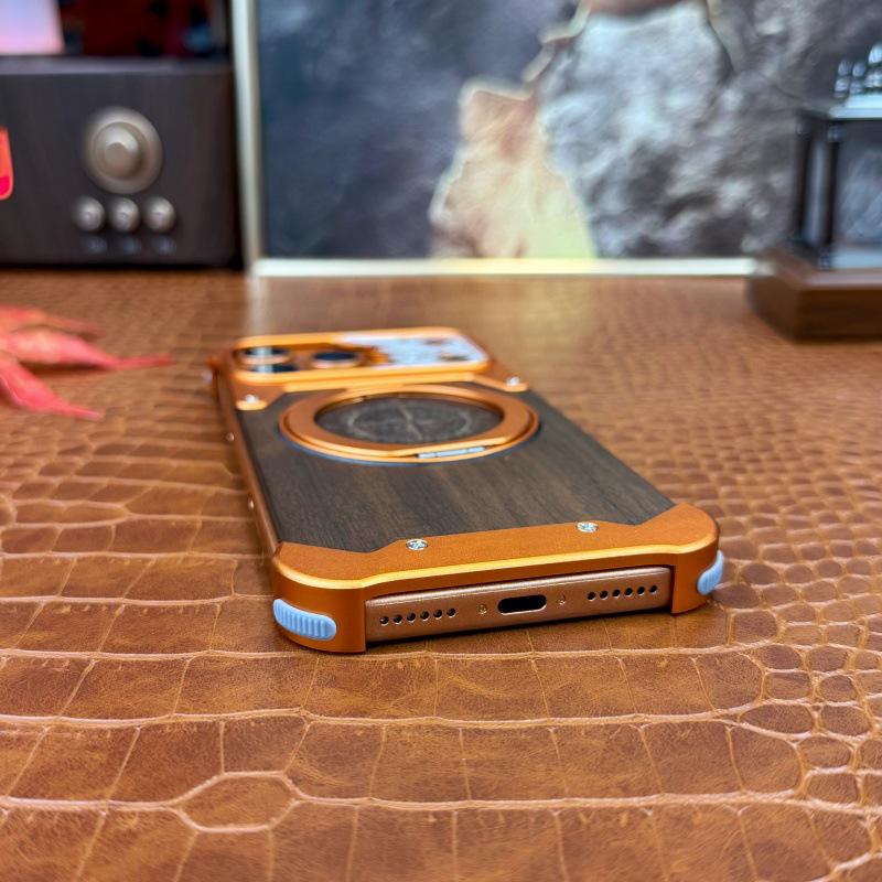 iPhone 14 Pro Max Walnut Wood Case with Magnetic Stand